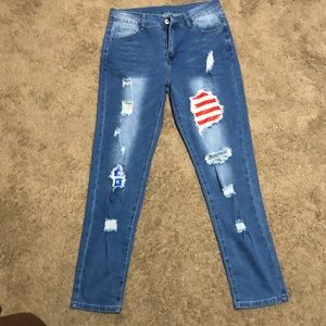 American Flag ripped jeans